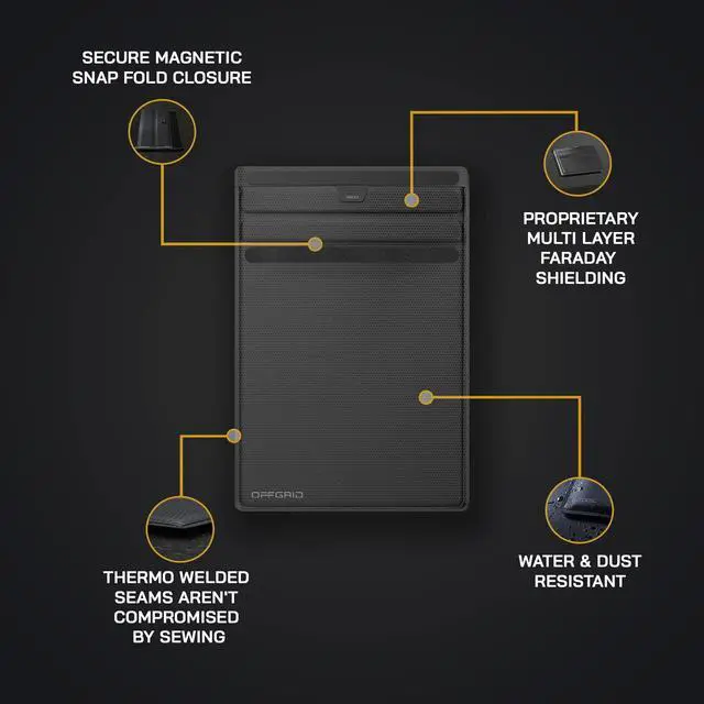 Alt view image 3 of 5 - OffGrid Faraday Bag for Tablets - Premium Signal Blocking Faraday Bags for Anti-Tracking, Anti-Spying, Faraday Bags for Cell Phones, Key Fobs, Tablets, and Credit Cards