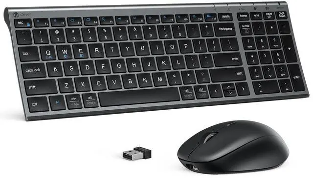 Main image of iClever DK05 Bluetooth Keyboard and Mouse Combo - 2.4G Wireless Rechargeable Keyboard Mouse, Compact Design with Numeric Keypad, Multi-Device Connection, Comfortable Typing for PC/Laptop/Windows/Mac