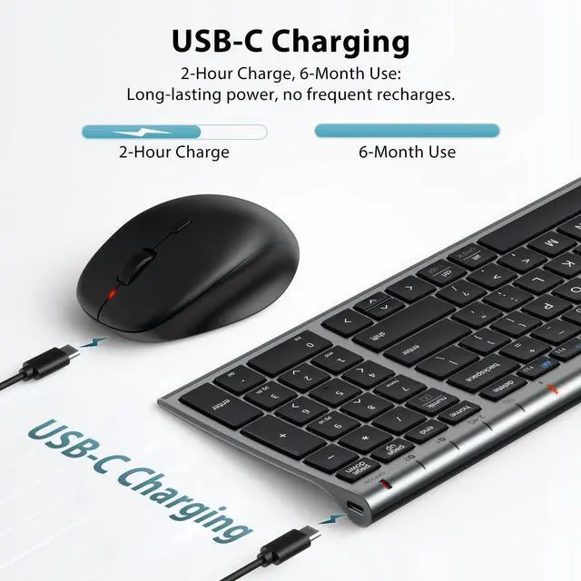 Alt view image 3 of 5 - iClever DK05 Bluetooth Keyboard and Mouse Combo - 2.4G Wireless Rechargeable Keyboard Mouse, Compact Design with Numeric Keypad, Multi-Device Connection, Comfortable Typing for PC/Laptop/Windows/Mac