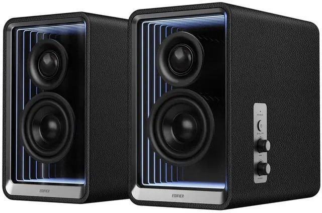 Main image of Edifier QR65 Desktop Active Monitor with 2.75" Long-Throw Aluminum Diaphragm mid-Low Drivers, Hi-Res Audio, Brilliant Light Effects, 70W Output Power Bluetooth Speakers with Stands - Black