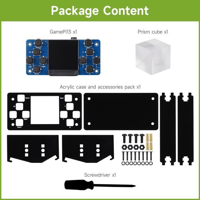 Alt view image 2 of 5 - waveshare 1.3inch LCD Game Console, Compatible with Raspberry Pi, 240X240 Resolution, Built-in ST7789 Chip, SPI Interface, with Case and Prism, Bundle with Case and Accessories
