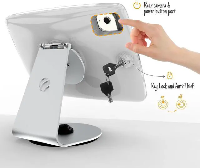 Alt view image 2 of 5 - Beelta Tablet Kiosk Stand for Desk with Lock - Rotatable SwivelCompatible with 10.9" iPad 10th, Pro 11" 1 2 3 4, Air 4 5, Air 11", iPad 11"(A16) - BSC109WA