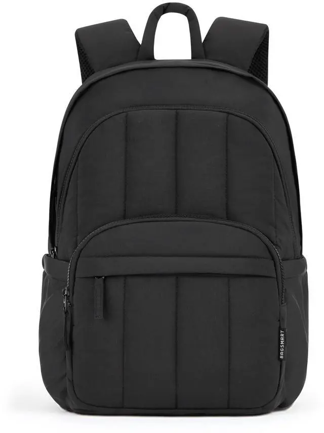 Main image of BAGSMAT Womens Backpack Travel Laptop Backpack for Women, Quilted College Laptop Backpack, Work Backpack for Women, Cute College Computer Bookbag Water-Resistant Casual Daypack, Puffer Black