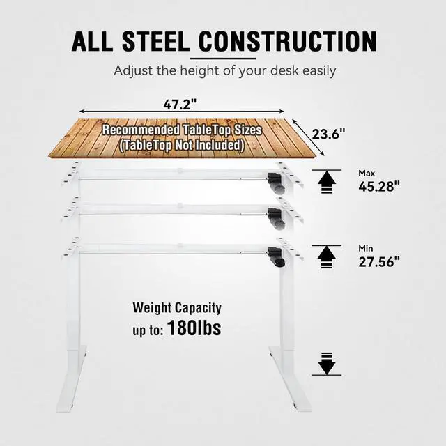 Alt view image 2 of 5 - AbleHope Electric Height Adjustable Stand up Desk Frame Sit Stand Desk Base with Memory Controller Ergonomic Standing Computer Table Legs Up to 45.28" for Home and Office, White Frame Only