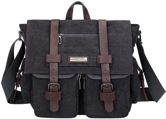 Alt view image 2 of 5 - WITZMAN Vintage Canvas Messenger Bag for Men and Women Medium Satchel Bags Crossbody with 14.2 inch Laptop (A8008 Black)