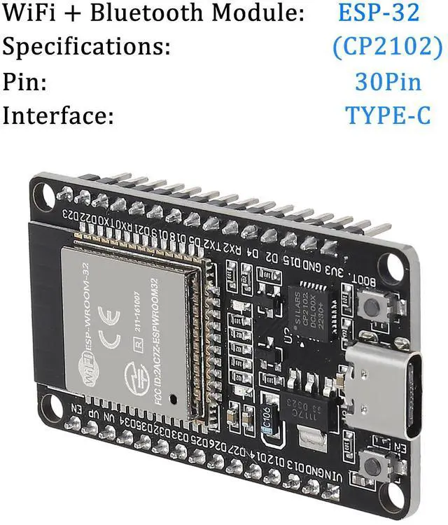 Alt view image 2 of 5 - 10PCS Type C ESP-WROOM-32 ESP32 ESP-32D Chip CP2102 Development Board 2.4GHz Dual-Mode WiFi + Bluetooth Dual Cores Microcontroller Processor Integrated with Antenna RF AMP Filter AP STA