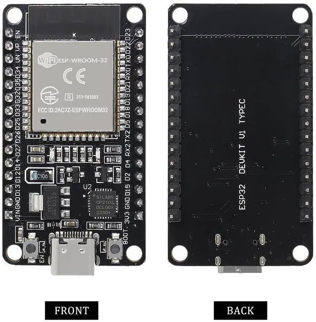 Alt view image 3 of 5 - 10PCS Type C ESP-WROOM-32 ESP32 ESP-32D Chip CP2102 Development Board 2.4GHz Dual-Mode WiFi + Bluetooth Dual Cores Microcontroller Processor Integrated with Antenna RF AMP Filter AP STA