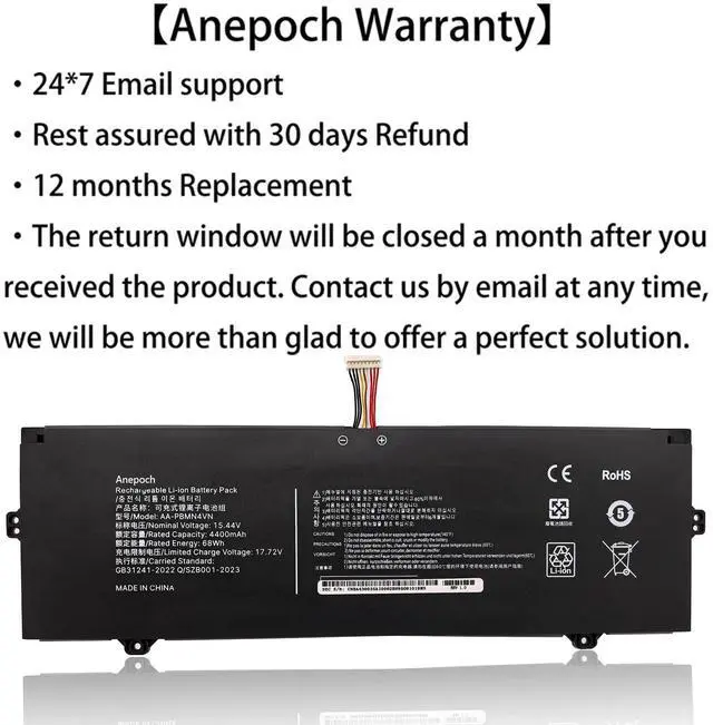 Alt view image 3 of 5 - Anepoch AA-PBMN4VN Laptop Battery Replacement for Samsung Galaxy Book Pro 360 15 15.6" NP950XDB NP950XDB-KB1US NP950XDB-KA1US NP950XDB-KC5US NP950XDB-KC3US NP950QDB NP950QDB-KB1US 15.44V 67Wh 4405mAh