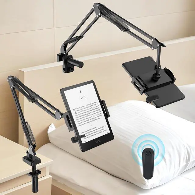 Remote Page Turner Holder For Kindle: Bed Reading Clamp Book Stand