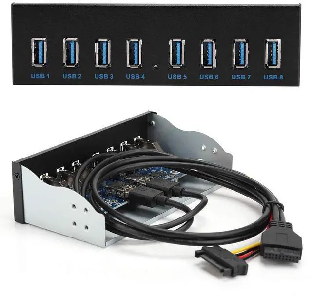 Alt view image 3 of 5 - ASHATA USB Front Panel,USB3.0 19PIN 8 Ports Hub Optical Drive Extension Front Panel Adapter for PC Computer