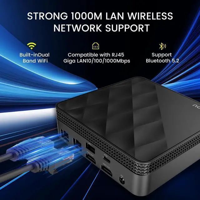 Alt view image 3 of 5 - Mini PC 16GB DDR4 RAM 1TB M.2 SSD, Intel 12th Gen Alder Lake- N100(up to 3.4GHz), Desktop Computer Support 4K Dual Display/USB3.2/Type C/WiFi 6/BT5.2/Gigabit Ethernet for Home/Office (16G+1T)