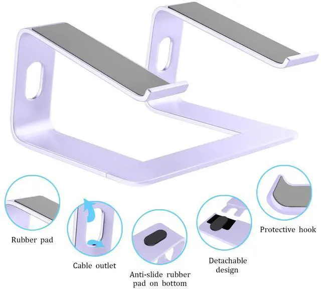 Alt view image 3 of 5 - Orionstar Laptop Stand Aluminum Laptop Riser Compatible with Mac MacBook Air Pro 10 to 15.6 Inch Notebook Computer, Ergonomic Elevator Holder (Purple)