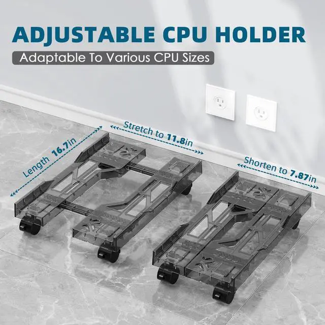 Alt view image 2 of 5 - CABTE Steel Tv Top Shelf and Adjustable Computer Tower Stand
