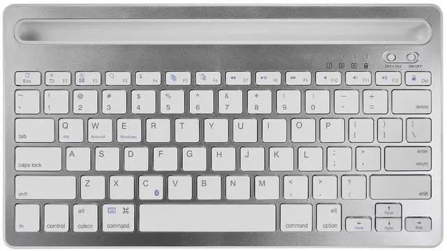 Main image of CHUYI Wireless Bluetooth Keyboard with Stand Slot Quiet Slim Multi Device Keyboard for iPad Phone Tablet Computer PC Portable 78Keys Rechargeable Wireless Keyboards for Windows Android iOS (Silver)