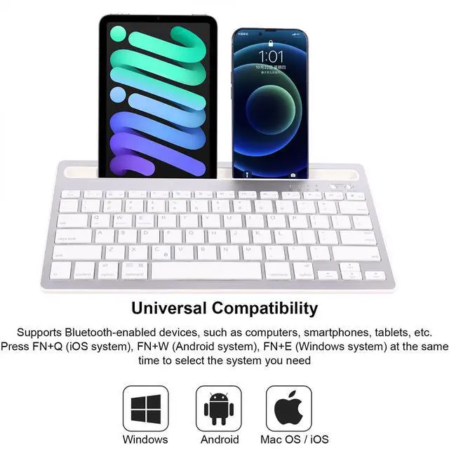 Alt view image 4 of 5 - CHUYI Wireless Bluetooth Keyboard with Stand Slot Quiet Slim Multi Device Keyboard for iPad Phone Tablet Computer PC Portable 78Keys Rechargeable Wireless Keyboards for Windows Android iOS (Silver)