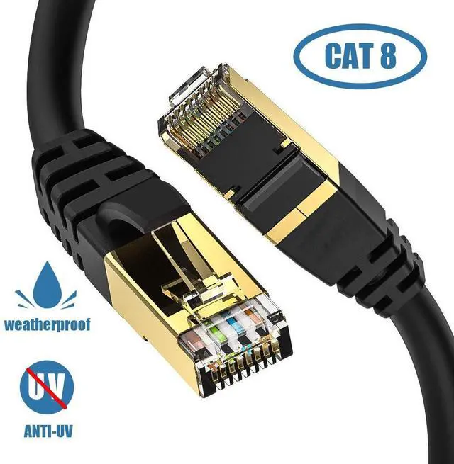 Alt view image 2 of 5 - Cat 8 Ethernet Cable, (Cat8 6ft & Cat8 20ft) Outdoor&Indoor, Burial High Speed 26AWG Cat8 LAN Network Cable 40Gbps, 2000Mhz with Gold Plated RJ45 Connector, Weatherproof for Router/Gaming/Xbox/IP