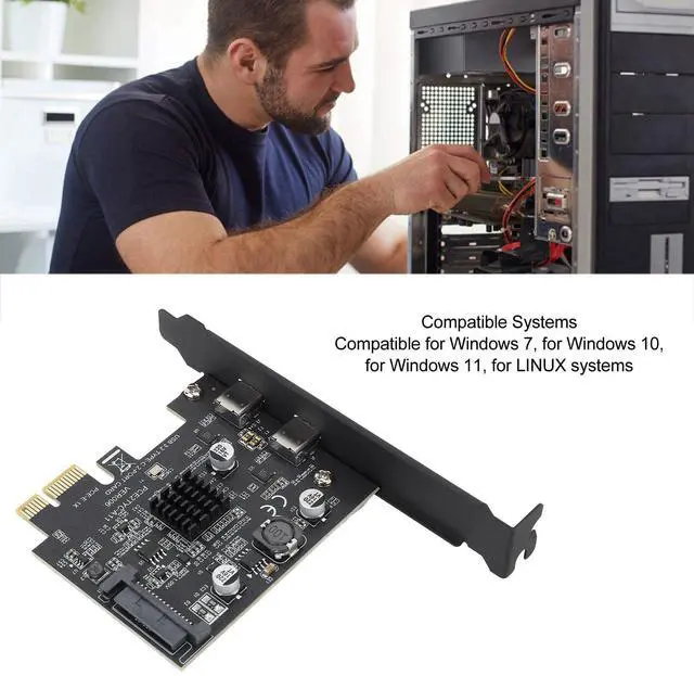 Alt view image 3 of 5 - PCIe to USB 3.2 Gen 2 Card, USB 3.2 PCI Express Expansion Card, Type C High Speed 10Gbps USB C PCI Express Card PC Internal USB Hub for Desktop PC Support and Linux