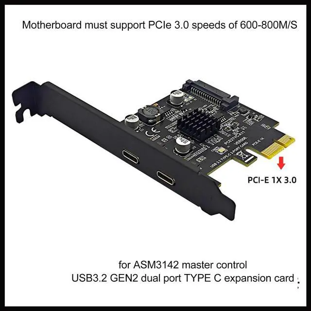 Alt view image 5 of 5 - PCIe to USB 3.2 Gen 2 Card, USB 3.2 PCI Express Expansion Card, Type C High Speed 10Gbps USB C PCI Express Card PC Internal USB Hub for Desktop PC Support and Linux