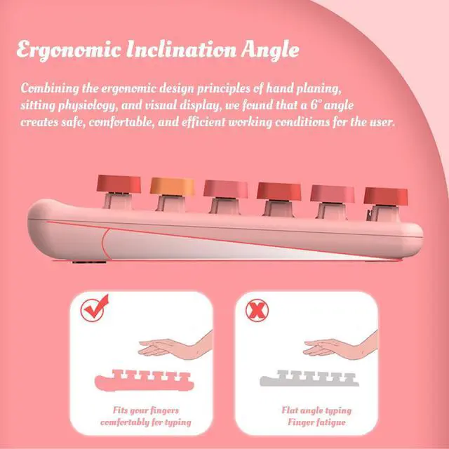 Alt view image 4 of 5 - Keyboard Combos, Mix Colored Retro Typewriter Flexible Keyboard 86 Keys, 2.4G USB 1200DPI, Round Keycap Computer Keyboard ()