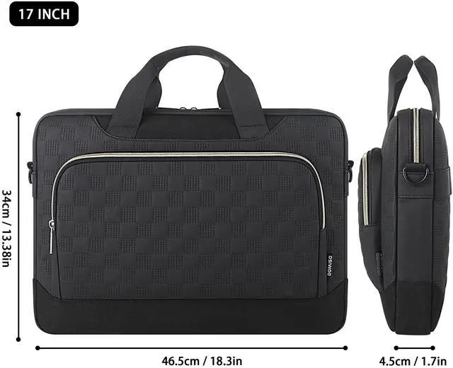 Alt view image 3 of 5 - DOMISO 17-17.3 inch Laptop Sleeve Business Briefcase 17 inch Laptop Bag Waterproof Laptop Case for Men Women Business Office Work Computer Case 17 inch Messenger Shoulder Bag,Black