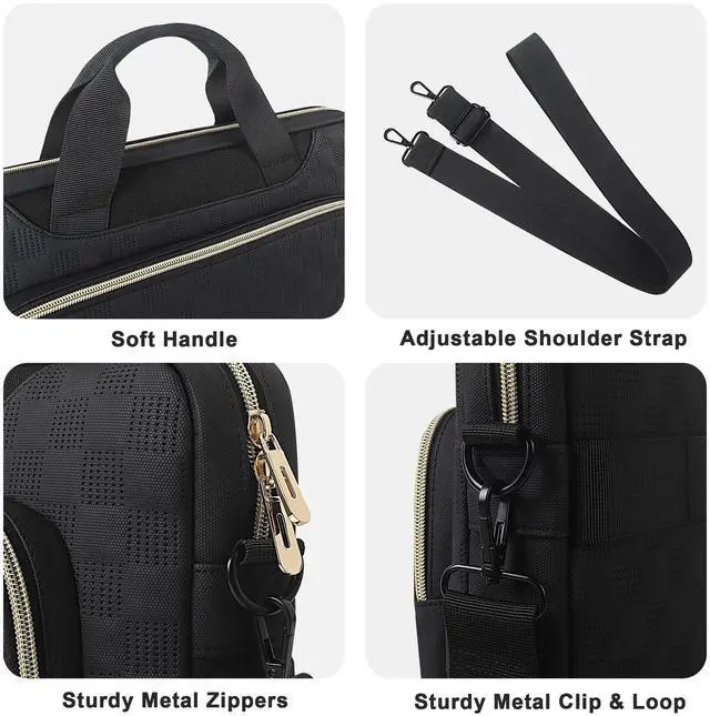 Alt view image 5 of 5 - DOMISO 17-17.3 inch Laptop Sleeve Business Briefcase 17 inch Laptop Bag Waterproof Laptop Case for Men Women Business Office Work Computer Case 17 inch Messenger Shoulder Bag,Black