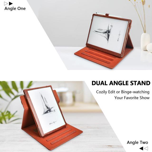 Alt view image 3 of 5 - E NET-CASE Case for Onyx Boox GO 10.3" ePaper, New Upgraded Design 360 Degree Rotating Stand Cover with Pen Holder/Hand Strap & Auto Sleep/Wake (Brown)