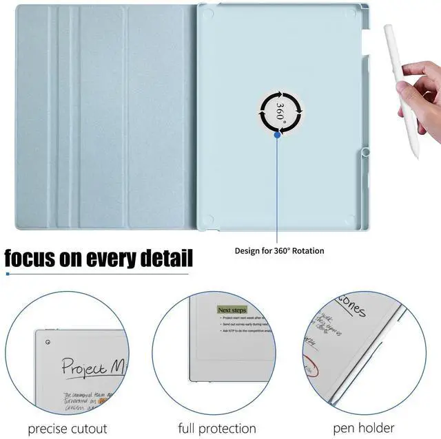 Alt view image 5 of 5 - E NET-CASE Case for Remarkable Paper Pro Color 11.8"- Multi-Viewing & Auto Sleep/Wake Book Folio Cover with Built-in Pen Holder for Remarkable Paper Pro Tablet 11.8 inch 2024 Released (Sky Blue)