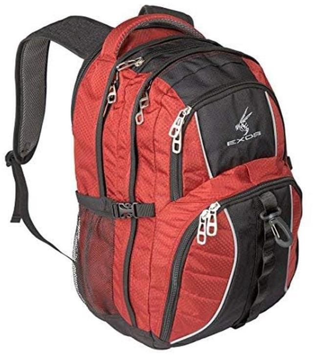 Main image of Exos Commuter Backpack - 29L Padded Laptop Bookbag for Work, Business and School - Travel Backpack Bag with Laptop Compartment for Men and Women - Fits Up To 17" Computers (Red/Black)