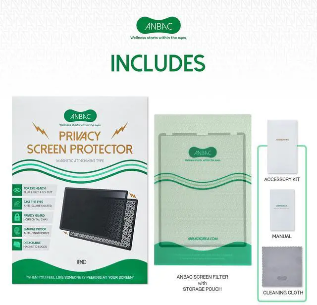 Alt view image 2 of 5 - ANBAC Magnetic Privacy Screen Protector for Apple iPad Pro 12.9 inch (2021/2020/2018, 5th/4th/3rd Gen) - Blue Light Blocking Security Screen Removable / Paper Textured Anti-Glare / Tinted Private UV F