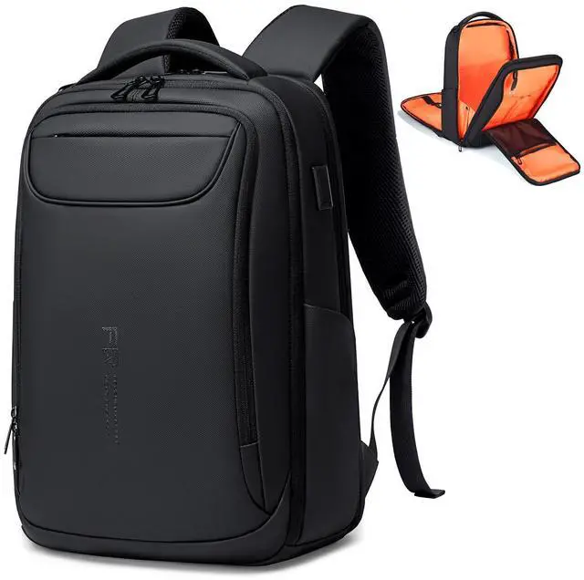 Main image of FENRUIEN Business Backpack for Men,Water Resistant Tech Backpack with Charger,Black Laptop Backpack 15.6 Inch