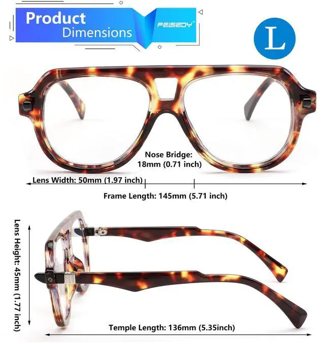 Alt view image 5 of 5 - FEISEDY Aviator Frame Glasses for Women Men Blue Light Blocking Glasses Anti Glare Computer Eyeglasses B0039+B0209