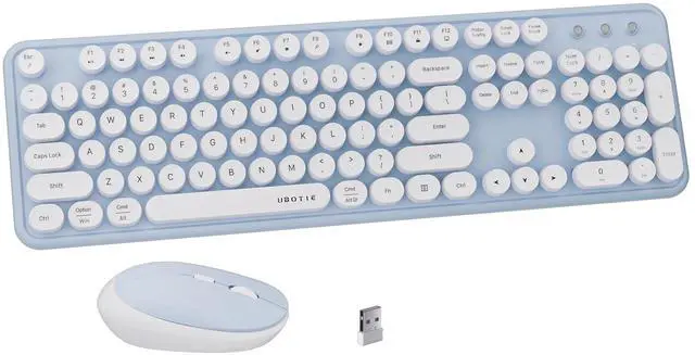 Main image of FCPLU x UBOTIE Colorful Wireless Keyboard and Mouse Combo, Full-Sized Office Keyboard with Typewriter Flexible Keys, 2.4GHz Dropout-Free Connection, Optical Mouse for PC Laptop(Blue White)