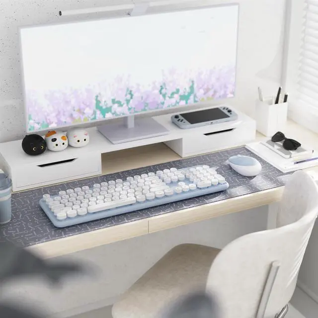 Alt view image 2 of 5 - FCPLU x UBOTIE Colorful Wireless Keyboard and Mouse Combo, Full-Sized Office Keyboard with Typewriter Flexible Keys, 2.4GHz Dropout-Free Connection, Optical Mouse for PC Laptop(Blue White)