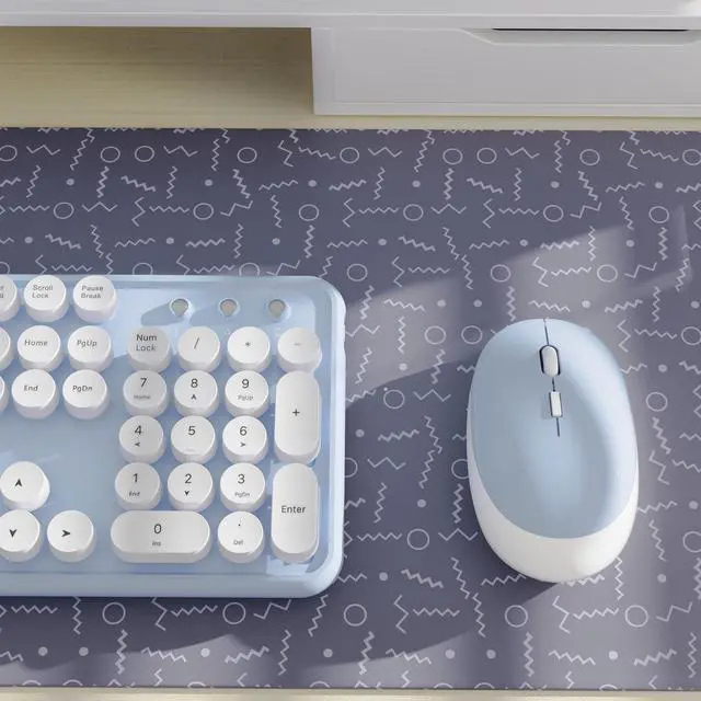 Alt view image 4 of 5 - FCPLU x UBOTIE Colorful Wireless Keyboard and Mouse Combo, Full-Sized Office Keyboard with Typewriter Flexible Keys, 2.4GHz Dropout-Free Connection, Optical Mouse for PC Laptop(Blue White)