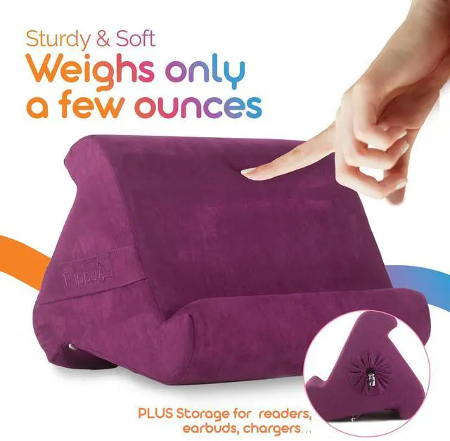 Alt view image 3 of 5 - Flippy Tablet Pillow Stand - Cushion Tablet Stand & Holder, Bed Support for Lap and Desk, Compatible with Phone & Book Reading: Kindle, iPad Pro, iPhone & Samsung - Orchid You Not