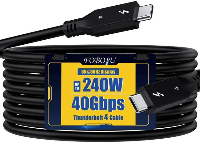 Main image of Foboiu Thunderbolt 4 Cable 6ft (1.8 Meter) 1 Pack USB C Display Cable 40 Gbps Data Transfer 240W Charging 8K Display Compatible with MacBooks,Hub and Docking, and Thunderbolt 3/4 USB4