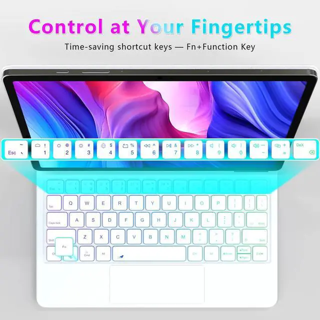 Alt view image 3 of 5 - Foeytaody Keyboard Case for Samsung Galaxy Tab S9 FE 10.9'' Floating Cantilever Stand with Multi-Touch Trackpad S Pen Holder LCD Display Backlit Magnetic Keyboard for Galaxy Tab S9/S8/S7 11 Inch
