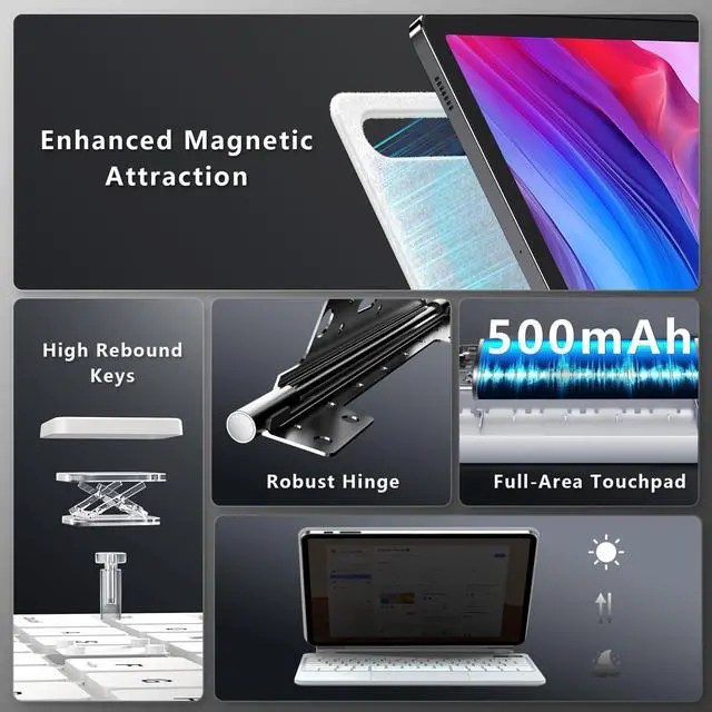 Alt view image 5 of 5 - Foeytaody Keyboard Case for Samsung Galaxy Tab S9 FE 10.9'' Floating Cantilever Stand with Multi-Touch Trackpad S Pen Holder LCD Display Backlit Magnetic Keyboard for Galaxy Tab S9/S8/S7 11 Inch