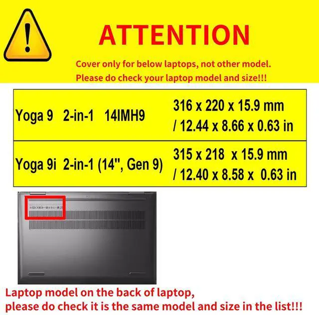 Alt view image 2 of 5 - Laptop Case Cover for Lenovo Yoga 9i 2-in-1 14" Gen 9 & Yoga 9 2-in-1 14IMH9 [Not Other Models] Notebook Sleeve Computer Bag Protective PU Shell Accessories with Heat Dissipation Hole (Black)