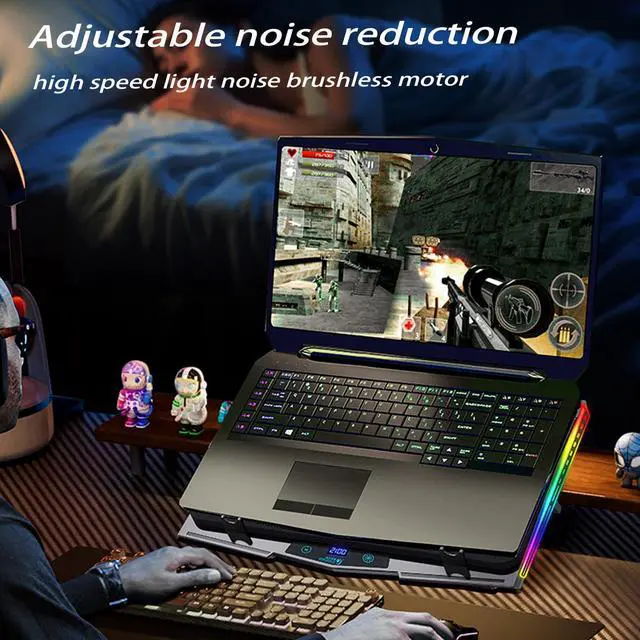 Alt view image 5 of 5 - Cooling Pad for Dell Alienware m16 m17 m15 x17 x16 x15 x14 Area-51m 17 16 15 14 inch Gaming Laptop,It is a Heat Dissipation Monster with Powerful Turbo Fan Can Fast Cooling,RGB Light Mode
