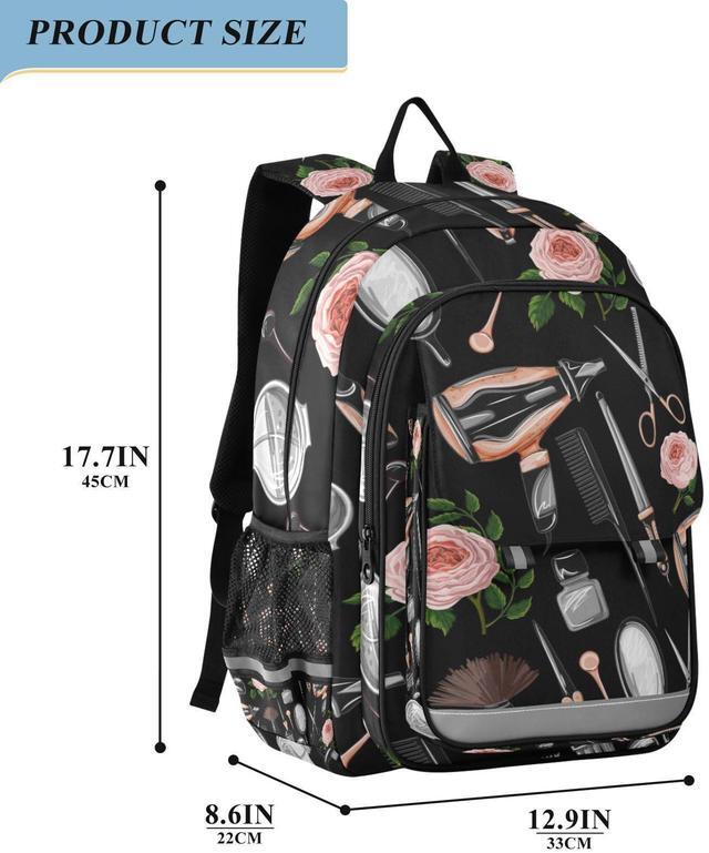 Alt view image 2 of 5 - Glaphy Hairdresser Tools Equipment Pattern Backpack School Bag Lightweight Laptop Backpack Students Travel Daypack with Reflective Stripes