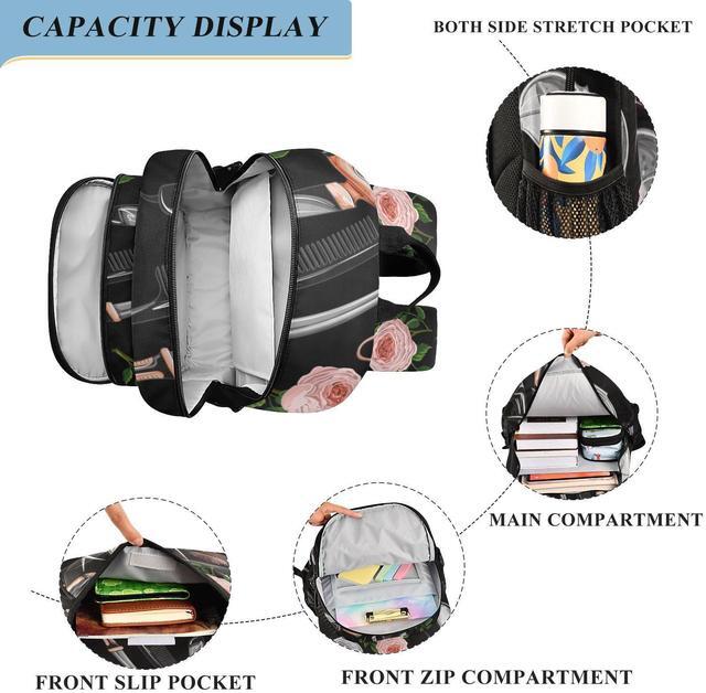 Alt view image 4 of 5 - Glaphy Hairdresser Tools Equipment Pattern Backpack School Bag Lightweight Laptop Backpack Students Travel Daypack with Reflective Stripes