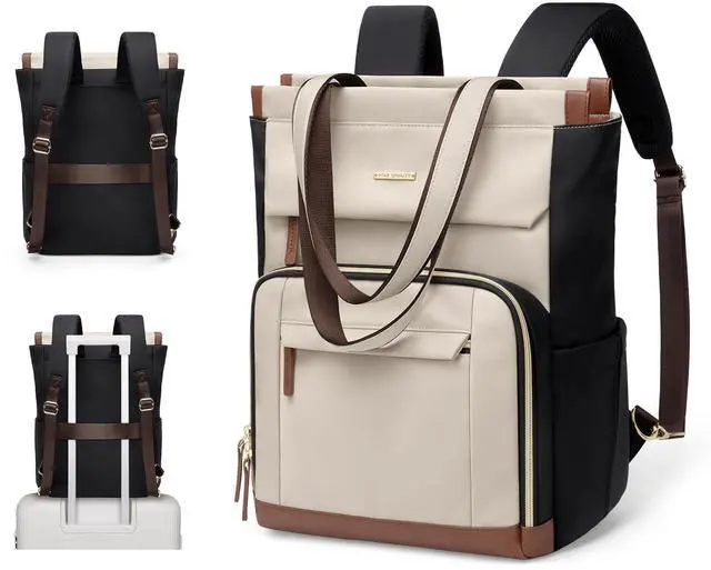 Main image of GOLF QUALITY Convertible Daypack Laptop Backpack for Women Men Carry on Tote Backpack Bookbag for College Work Nurse Travel,16Inch,Apricot Brown