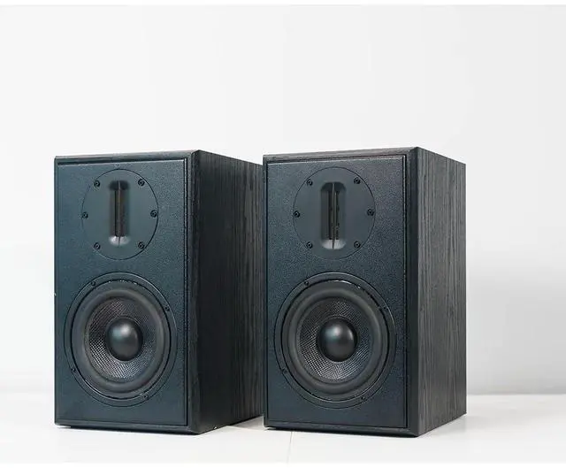 Alt view image 2 of 5 - SAMTRONIC Passive Bookshelf Speakers 5.25" High Output Woofer and 4 inches Ribbon Tweeter Wood Color, Pair - Needs Amplifier or Receiver to Operate