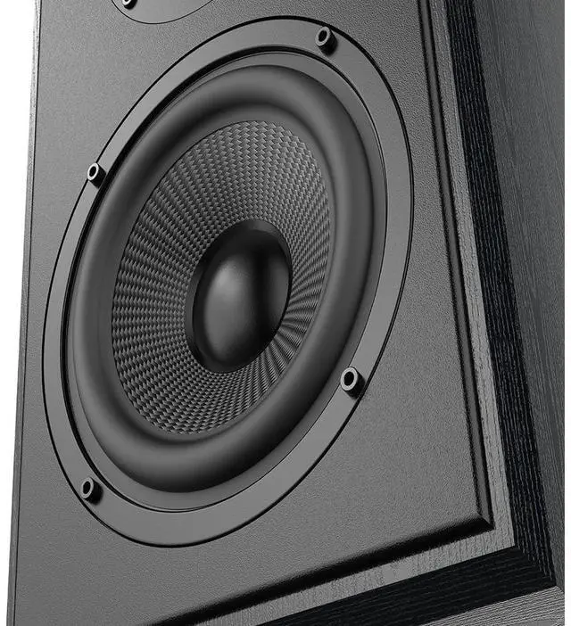 Alt view image 5 of 5 - SAMTRONIC Passive Bookshelf Speakers 5.25" High Output Woofer and 4 inches Ribbon Tweeter Wood Color, Pair - Needs Amplifier or Receiver to Operate