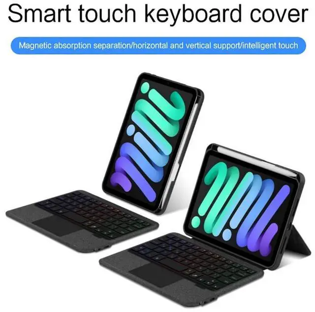 Alt view image 2 of 5 - kaidisen Backlit Keyboard for iPad Mini A17 Pro 2024/ iPad Mini 6th Generation Keyboard Case with Touchpad Backlight Portrait Mode Magnetic Detachable Touch Keyboard Case