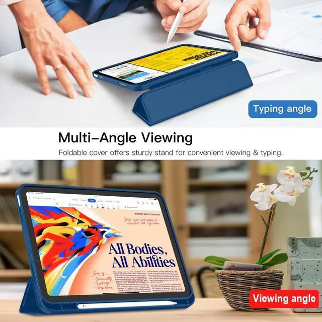Alt view image 5 of 5 - iMieet New iPad 10th Generation Case 2022 10.9 Inch with Pencil Holder, Trifold Stand Smart Case with Soft TPU Back,Auto Wake/Sleep(Navy Blue)
