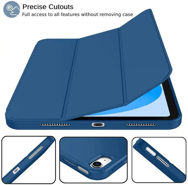 Alt view image 4 of 5 - iMieet New iPad 10th Generation Case 2022 10.9 Inch with Pencil Holder, Trifold Stand Smart Case with Soft TPU Back,Auto Wake/Sleep(Navy Blue)