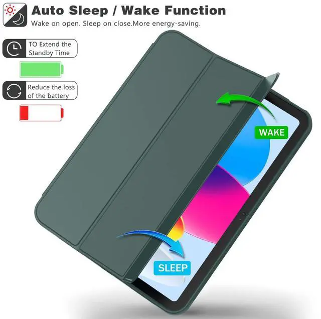 Alt view image 4 of 5 - iMieet iPad (A16) Case 11th Gen/iPad 10th Generation Case [11-Inch 2025/10.9 Inch 2022] with Pencil Holder, Trifold Stand Smart Cover with Soft TPU Back,Auto Wake/Sleep(Midnight Green)