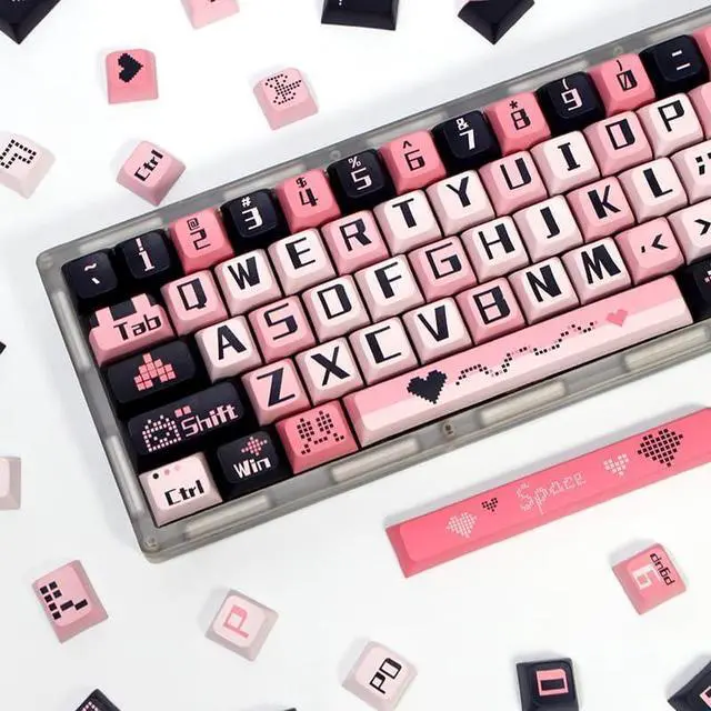Alt view image 3 of 5 - ILYCHEEGAMI PBT XDA Valentine's Day Pink Purple keycaps Set for Girl Boys Custom Keyboard for Gateron Kailh Cherry Mx Switches ANSI Layout Mechanical Custom Keycaps Set Gift(in Love)